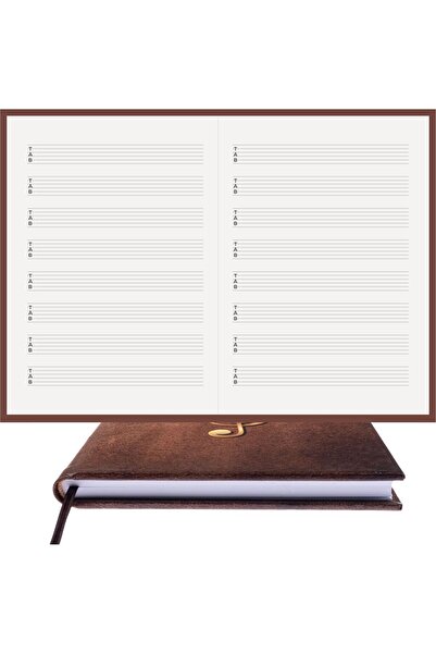 BİDEFTER Guitar Note Book - with Tab Key - 100% Handmade, Hand Stitched, 2026 Collection – Articulated Bound – A/5