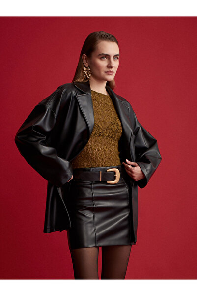 Dilvin 31312 Decolteu cu dantelă Top-verde închis