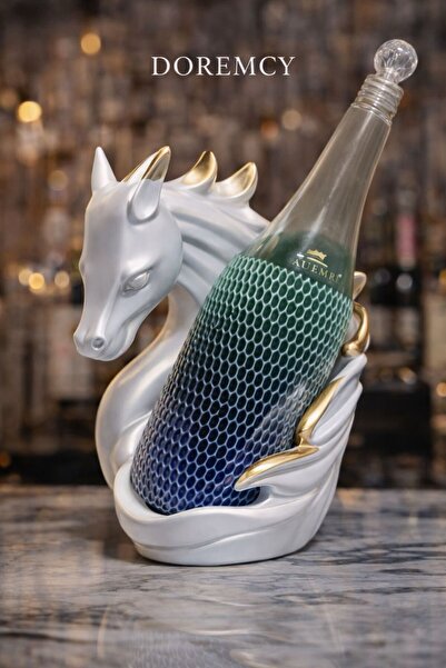 Doremcy Altın At Figürlü Dekoratif El Biblo Şişelik