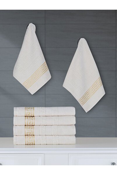 Berra Concept %100 Pamuk 30x50 Jakarlı Kadife Mutfak Havlusu - Grek Krem 6 Adet