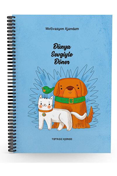 Testfen Yayınları Dünya Sevgiyle Döner-Motivasyon Ajandam-Tarihsiz Ajanda(Sti...