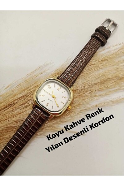 LA BOSS Retro Dark Coffee Color Snake Pattern Cord Square Model Women Wristwa...