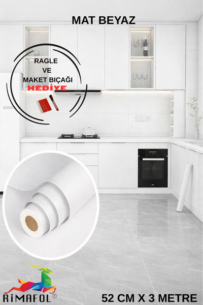 RİMAFOL Folie de acoperire pentru mobilier și dulap Rimafol alb mat 52cmx3m