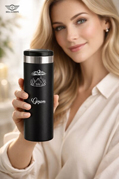 MELL & SWIPE Hediyelik Termos Kişiye Özel Isim Baskılı 304 Çelik 500 ml Kilit...