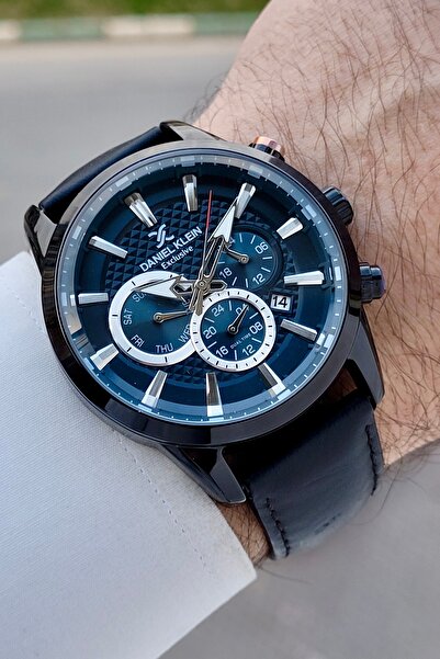 Daniel Klein Men's Wristwatch with Blue Dial Black Color Adjustable Strap Fun...
