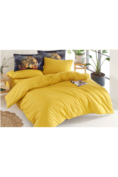 Alef Set de lenjerie de pat dublu Moon, cu două fețe, Ranforce