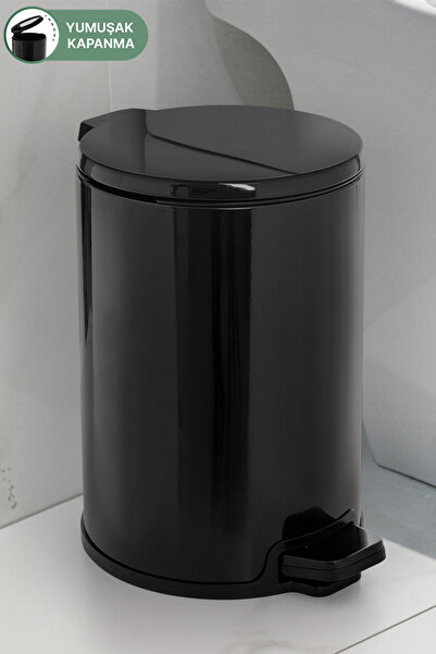 Prima Nova Coș de gunoi negru Cigo 12 Lt - cu pedală, pentru bucătărie, birou