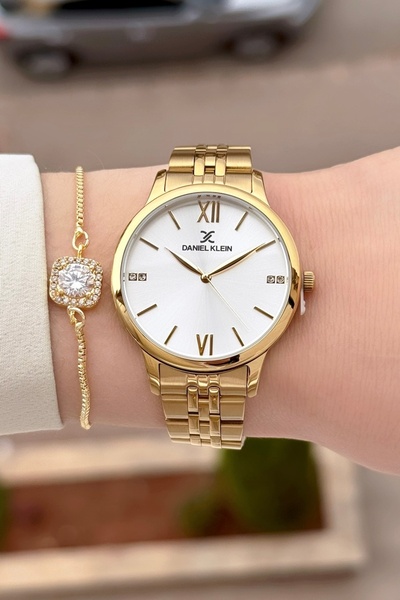 Daniel Klein Sarı Renk 24 Ay Garantili 35 Mm Kadın Kol Saati Ve Bileklik