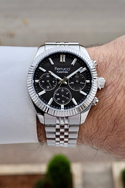 Ferrucci Men's Wristwatch with Black Dial, Metallic Strap, 2-Year Warranty, 4...