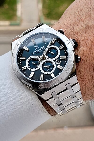 Daniel Klein Kadranı Mavi Kordonu Gümüş Renk 44 mm İç Göstergeleri Aktif Erke...
