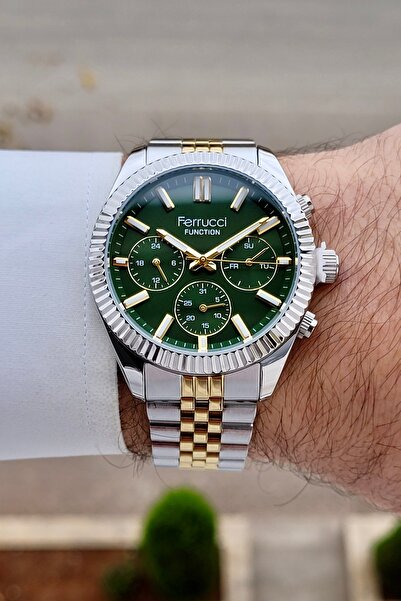 Ferrucci Green Dial Gold Metallic Band 2 Years Warranty 40 mm Indicators Acti...