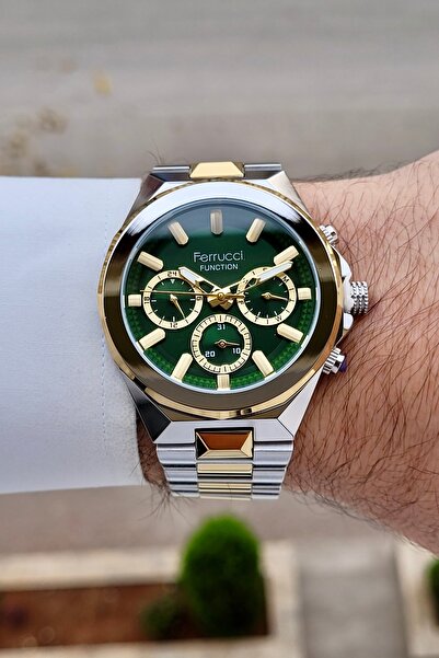 Ferrucci Green Dial Gold Metallic Band 2 Years Warranty 43 mm Indicators Acti...