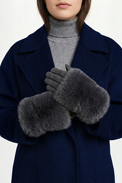 robanu Women's Smoked Fur Suede Textured Luxury Winter Gloves