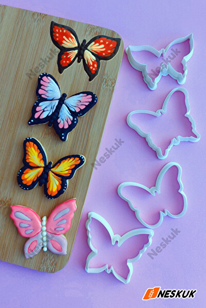 Neskuk قالب كوكي على شكل فراشة مكون من 4 قطع / قالب لب السكر / قطاعة / قالب كيك