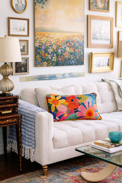 Alacastore Husă de pernă cu flori colorate, dreptunghiulară, modernă, vintage...