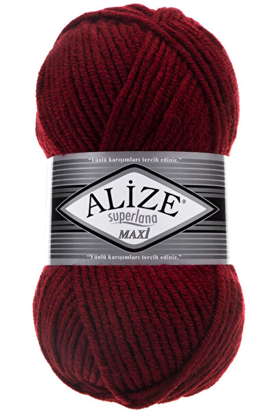 Alize Süperlana Maxi Kalın El Örgü Ipi 057 Bordo