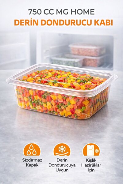 VENON ⭐ 10 Adet⭐750 Cc -Gram Sızdırmaz Kap Şeffaf Buzdolabı Saklama Kabı Kull...