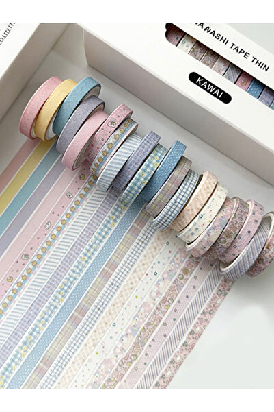 Choice علبة تحتوي على 20 لفة من شرائط واشي رفيعة بنية اللون، مزينة برسومات زه...