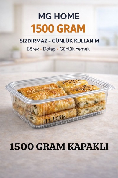 VENON ⭐ 10 Adet⭐1500 GRAM Sızdırmaz Kap Şeffaf Buzdolabı Saklama Kabı DÜZ KAP...