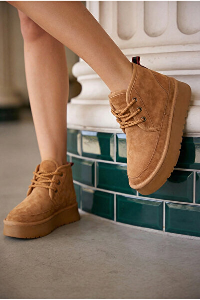 EPTC Kadın Taba Süet Kalın Taban Bağcıklı Günlük Bot