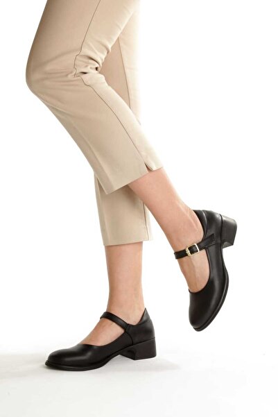 Hanımsoller Kadın Balerin Loafer Ayakkabı siyah cild