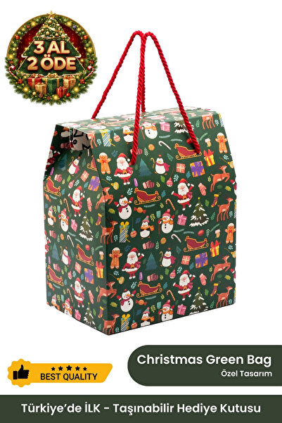 OGTWO Yılbaşına Özel Hediye Kutusu & Çanta Yılbaşı Temalı Hediye Paketi Boş Hediyelik Kutu - 24x14x20cm