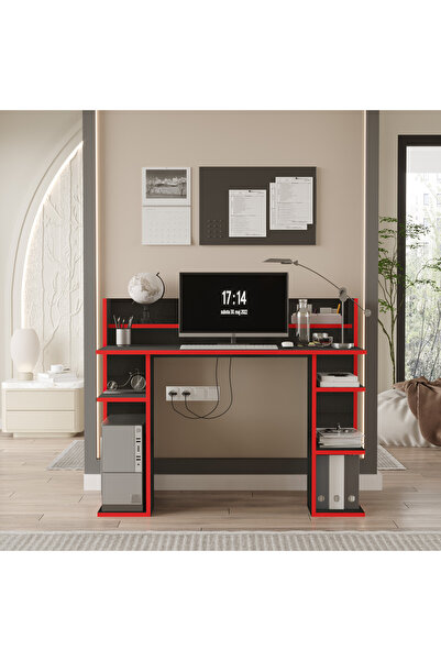 Yurupa Pantego 124cm Oyuncu Masası Gaming Çalışma Masası Siyah-Kırmızı PAN1-BK