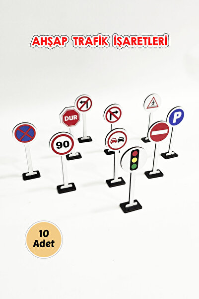metafortoys Ahşap Trafik İşaretleri 10 Adet
