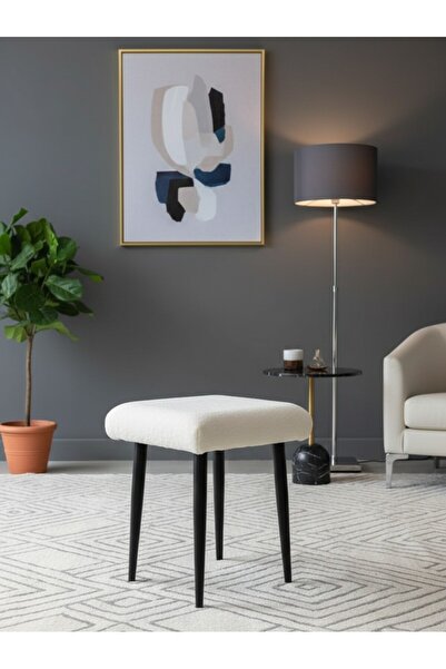 ÖZCAN METAL Metal Ayak Teddy Kumaş Dekoratif Çok Amaçlı Peluş Puf Tabure Bench Koltuk Sandalye