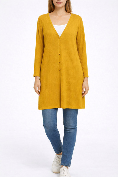 Desen Triko Jachetă cu nasturi mercerizat