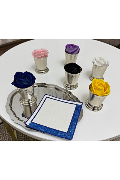 SEVA ÇELİK Silver Plated Rose Bowl Includes 6 Colorful Roses, so It's Brown