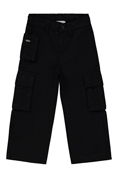 Civil Girls بنطلون كارجو بثلاث جيوب للأعمار من 2 إلى 5 سنوات - أسود للأعمار م...