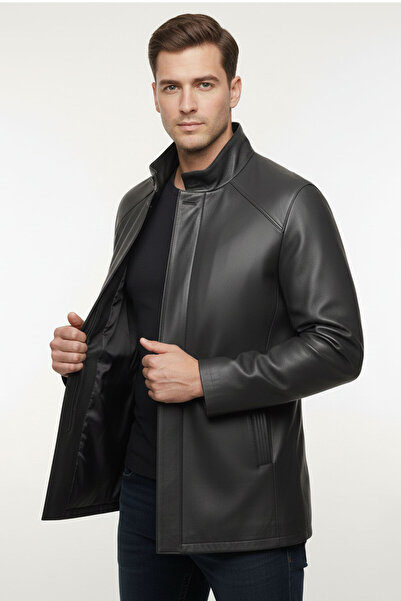 Deriderim Lacivert Weston Astarlı Fermuarlı Ve Düğmeli Triko Hakim Yakalı Erk...