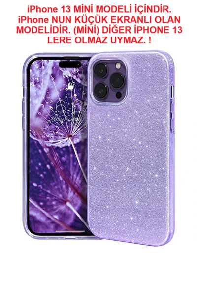 GRABONO Apple iPhone 13 Mini Kılıf Parlak Simli Muhteşem Görünüm, Sert ve Day...