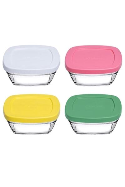 Paşabahçe Pudding 4'lü Saklama Kabı - Renkli Kapaklı Fma07093