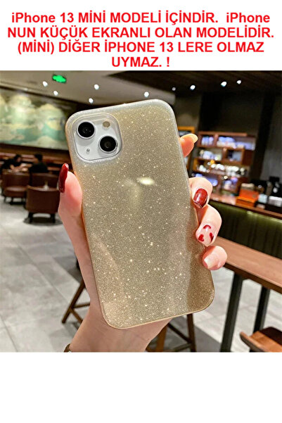 GRABONO Apple iPhone 13 Mini Kılıf Parlak Simli Muhteşem Görünüm, Sert ve Day...