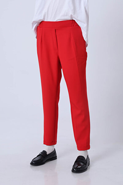 the basics Carrot Pants with Elastic Waist