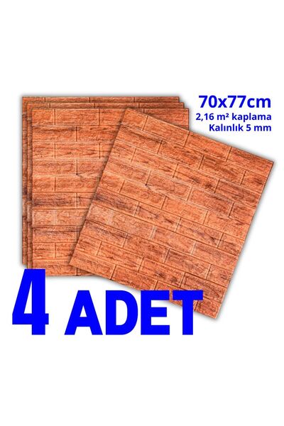 HORECA MARKET 3D Kendinden Yapışkanlı Duvar Kağıdı Strafor Köpük Brick Maun 7...