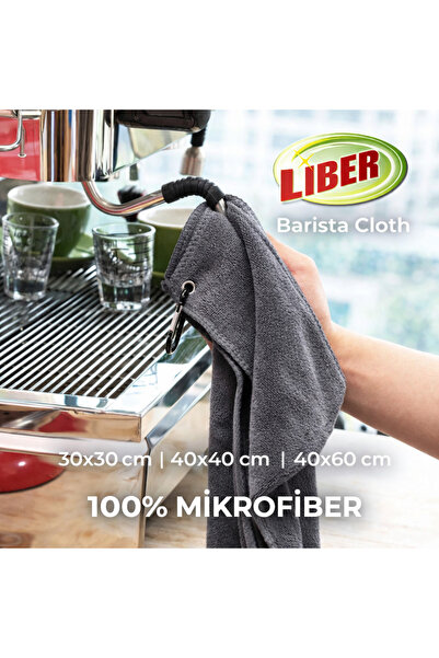 Liber Barista Clothes 10 'lu Paket 40x40 cm Kahve Ekipmanları ,süt Buhar Cubuğu Temizleme Bezi Mikrofiber GRİ RENK