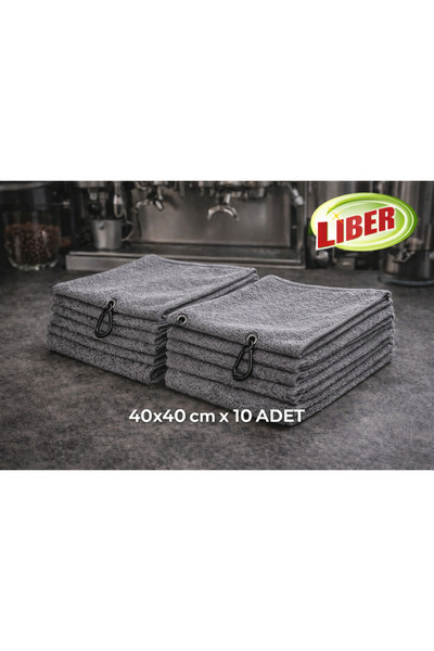 Liber Barista Clothes 10 'lu Paket 40x40 cm Kahve Ekipmanları ,süt Buhar Cubuğu Temizleme Bezi Mikrofiber GRİ RENK