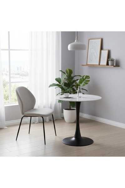 DEC4 A cafe table with a distinctive circular design