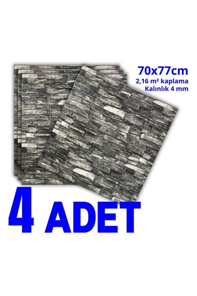 HORECA MARKET Kendinden Yapışkanlı Duvar Kağıdı Panel Strafor Köpük Siyah tuğ...