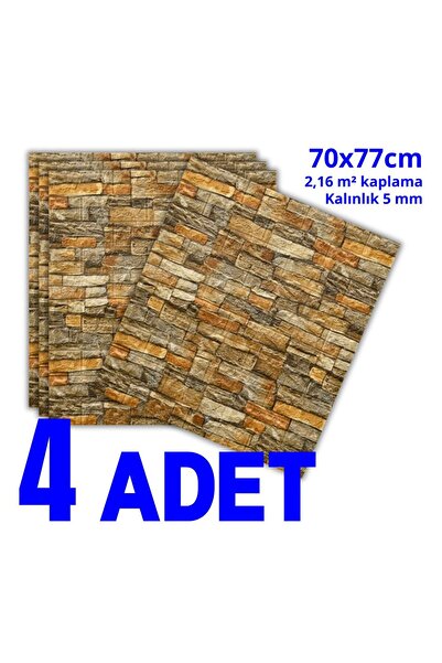 HORECA MARKET 3D Kendinden Yapışkanlı Duvar Paneli Turuncu tuğla -4'li Set-70...