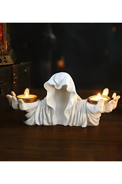Yaratıcı sanatlar atölyesi 2'li Gotik Pelerinli Hayalet Mumluk Tealight Mumlu...