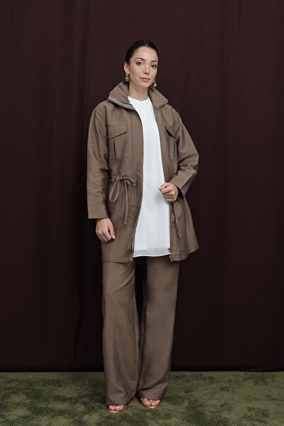 Puane Γυναικείο Σετ Πέτρινο Με Τούνελ Στη Μέση - 14381TKS - MINK