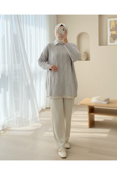 HİJABAYA Πλεκτό πουλόβερ με ανάγλυφο σχέδιο