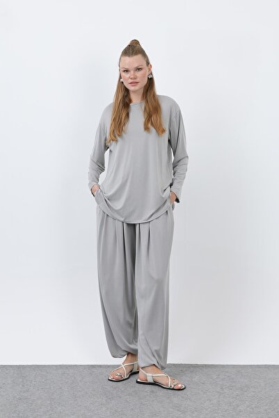 Loreen Γυναικείο Σετ oversized Viscose Relax-20663TKS - ΓΚΡΙ