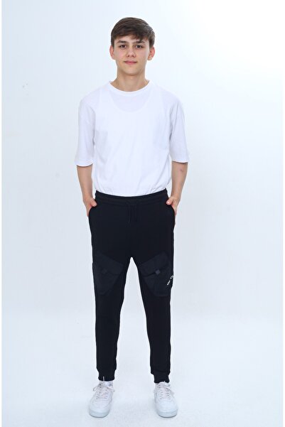 Toontoy Boy's Cargo Pocket Piece Sweatpants with Elastic Waist and Cuffs