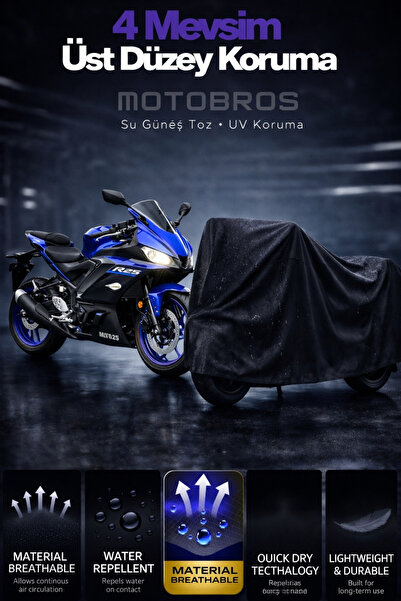 Motobros Motosiklet Branda Yamaha R25 Siyah Su Geçirmez Dayanıklı (EN KALIN) Kumaş Ömürlük Kullanım