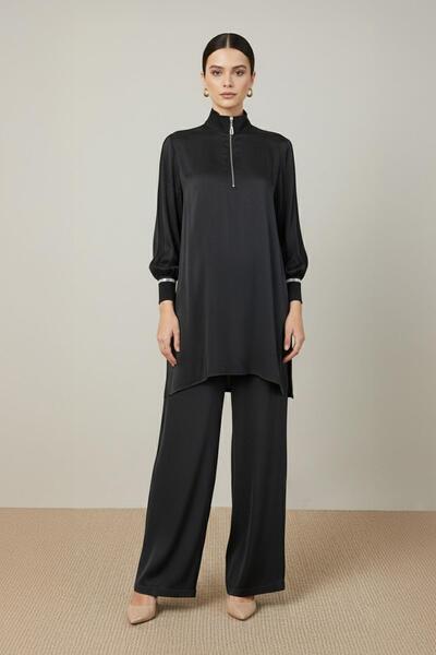 Puane Kadın Fermuar Detaylı Takım - 14403TKM - BLACK